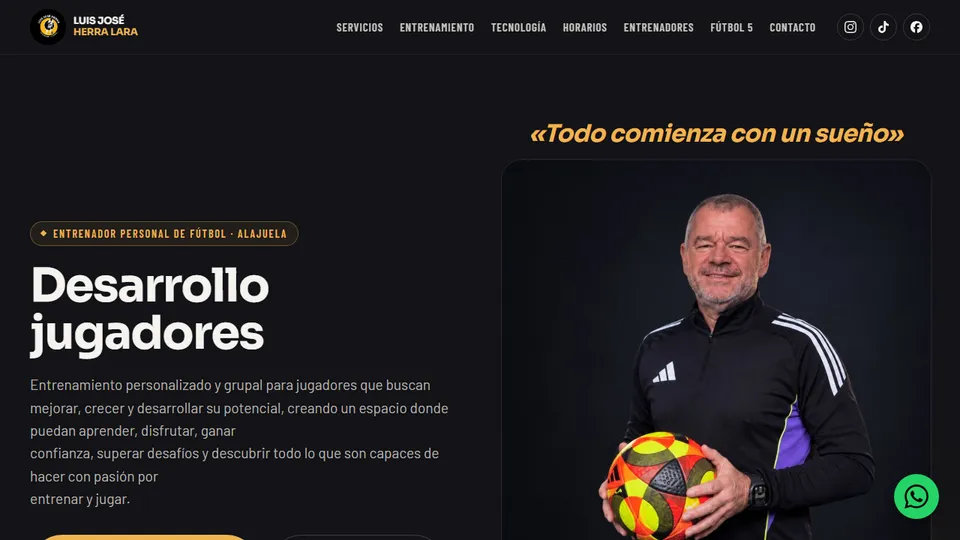 Portada del sitio de Luis José Herra Lara, entrenador de fútbol